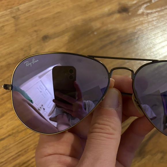 Ray-Ban Aviator Sunglasses with Purple Lenses and Gold Frame main image 8